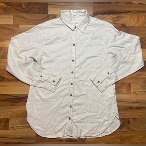 Abercrombie and Fitch Boyfriend Soft Collection Womens Sz Med Beige Button Down